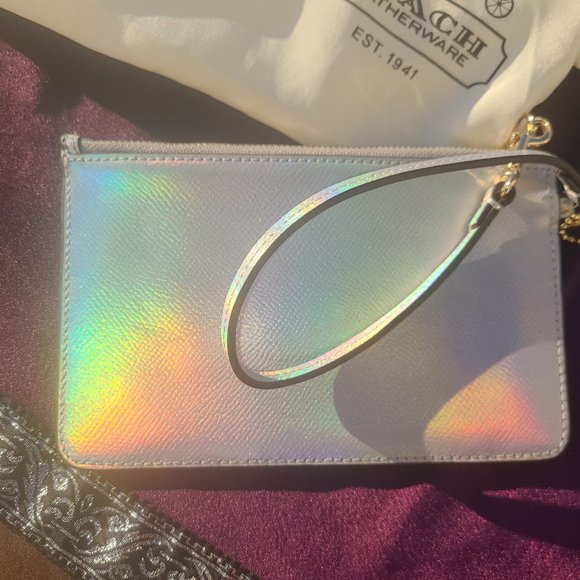 Coach City hologram iridescent tote with matching wallet, wristlet, makeup bag - Picture 4 of 15